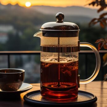 Cobys Rabattcode (Abgebildet ist eine Kaffeekanne vor einem Bergpanorama)