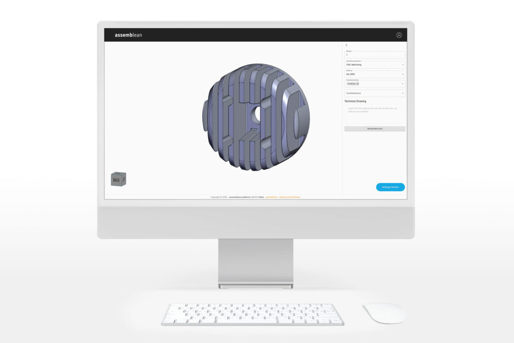 Assemblean Software. Ein Bauteil ist in 3 D Optik zu sehen