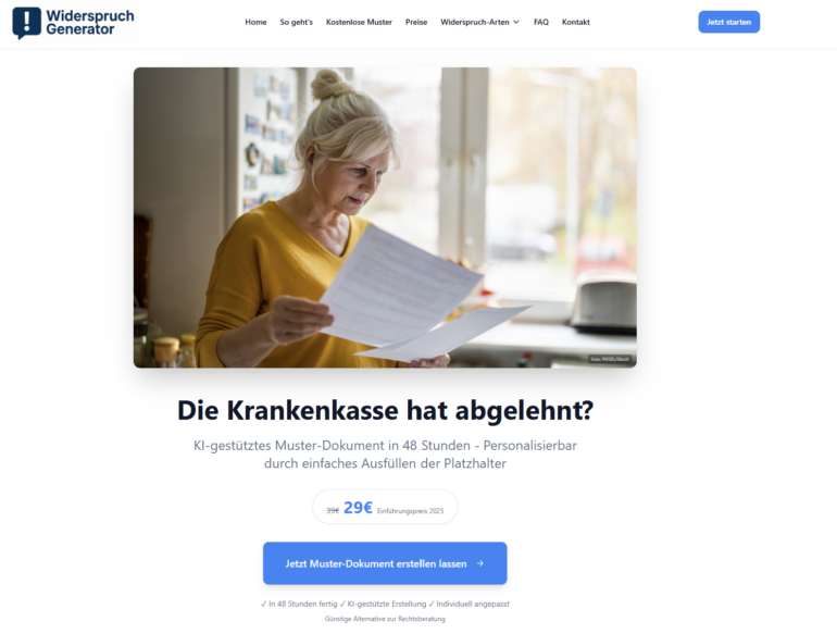 WiderspruchGenerator Erfahrungen: Screenshot